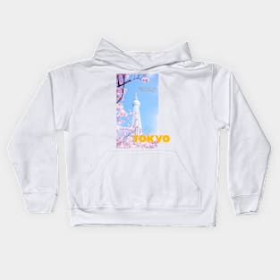 TOKYO STICKER Tokyo: where the neon lights dance with tradition Kids Hoodie